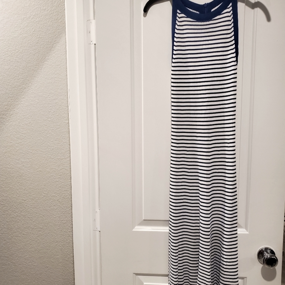 Blue White Striped Maxi Dress
